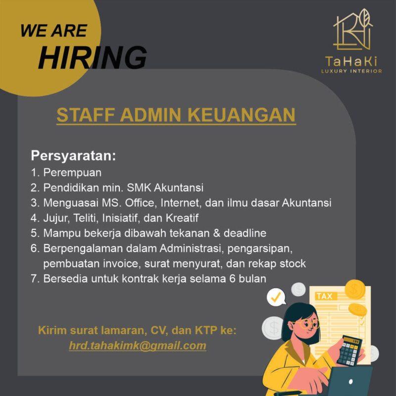 Lowongan Kerja Staff Admin Keuangan di CV. Tahaki Cipta Kreasi ...