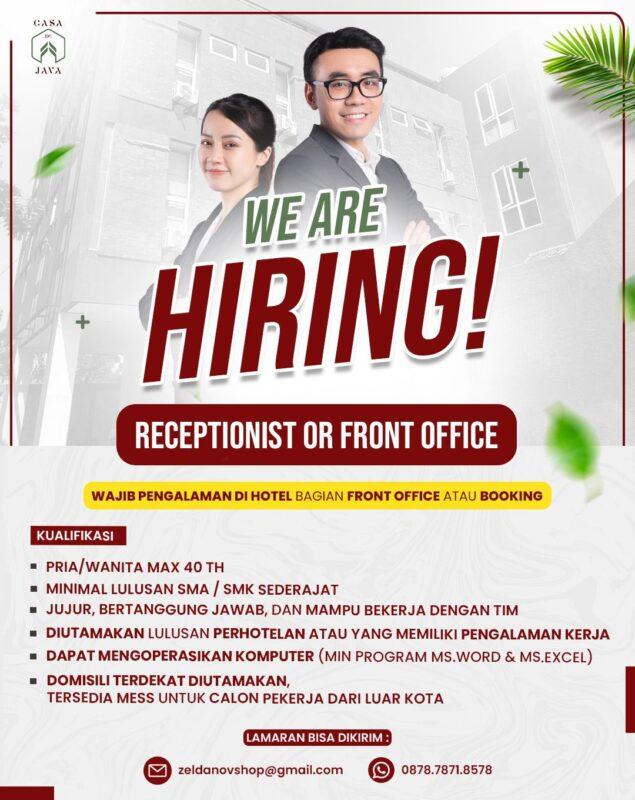 Lowongan Kerja Receptionist / Front Office di CASA de JAVA - LokerJogja.ID