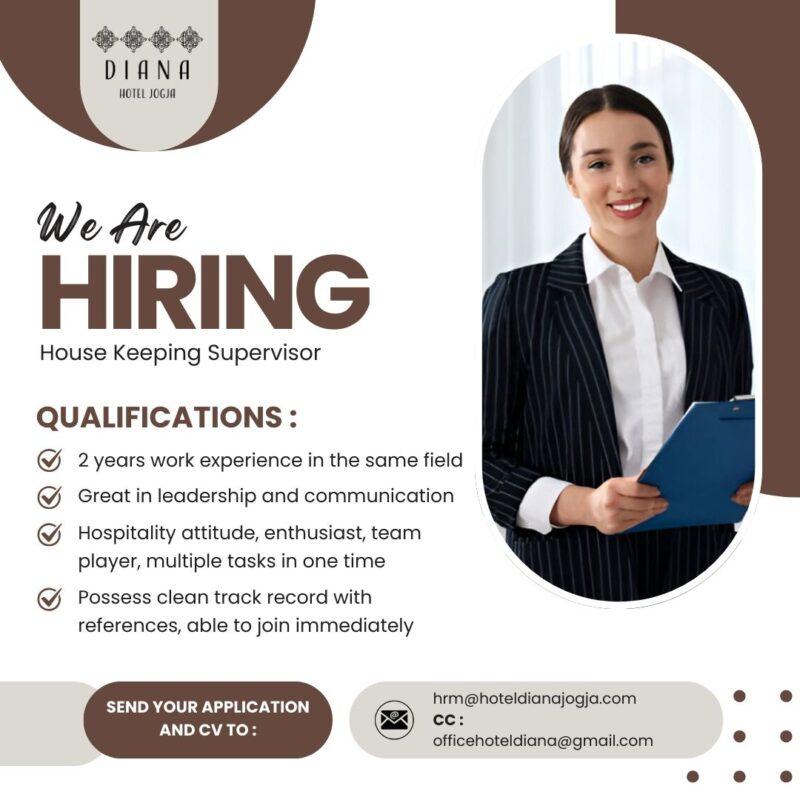 Lowongan Kerja House Keeping Supervisor di Diana Hotel - LokerJogja.ID