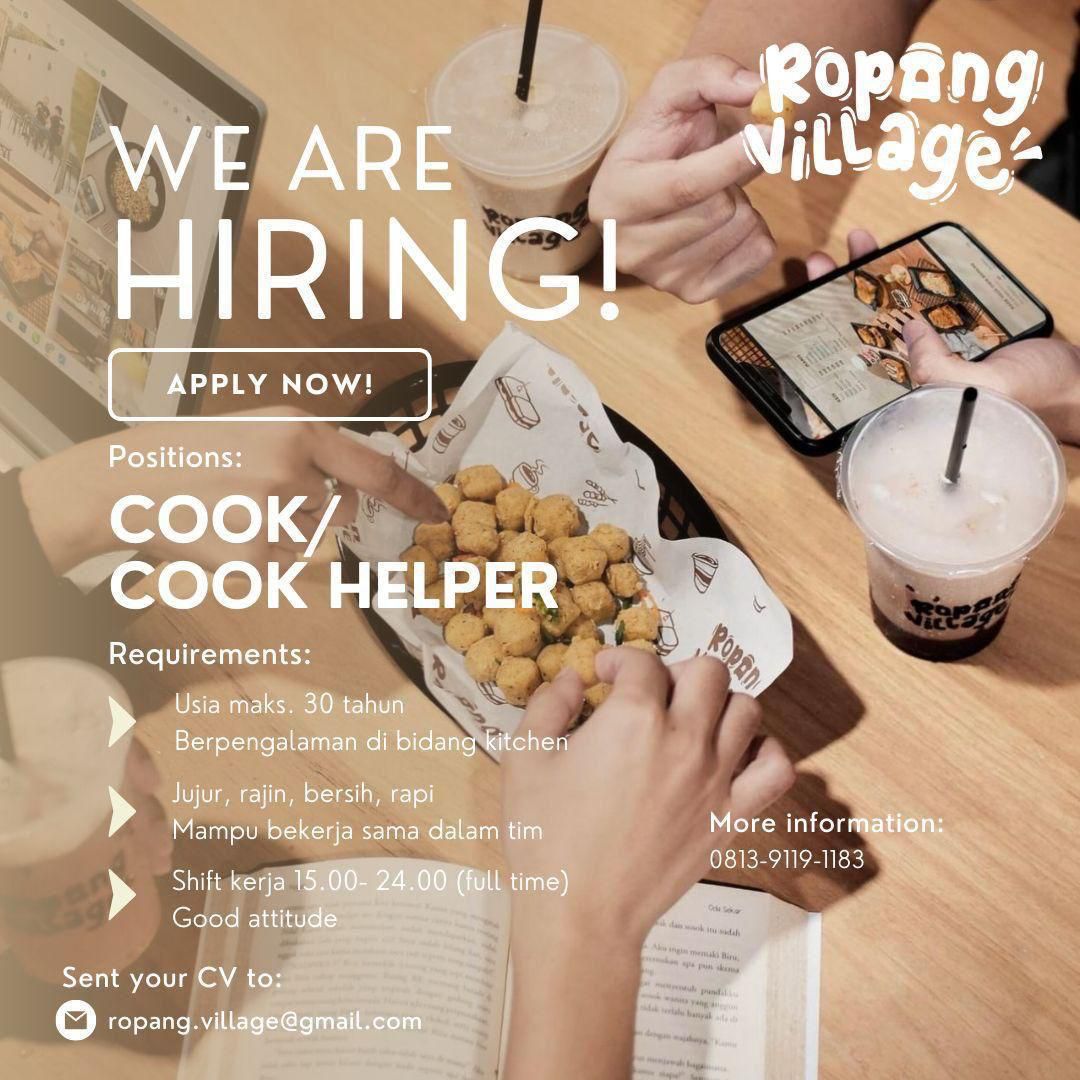 Lowongan Kerja Cook / Cook Helper - Server / Kasir di Ropang Village ...
