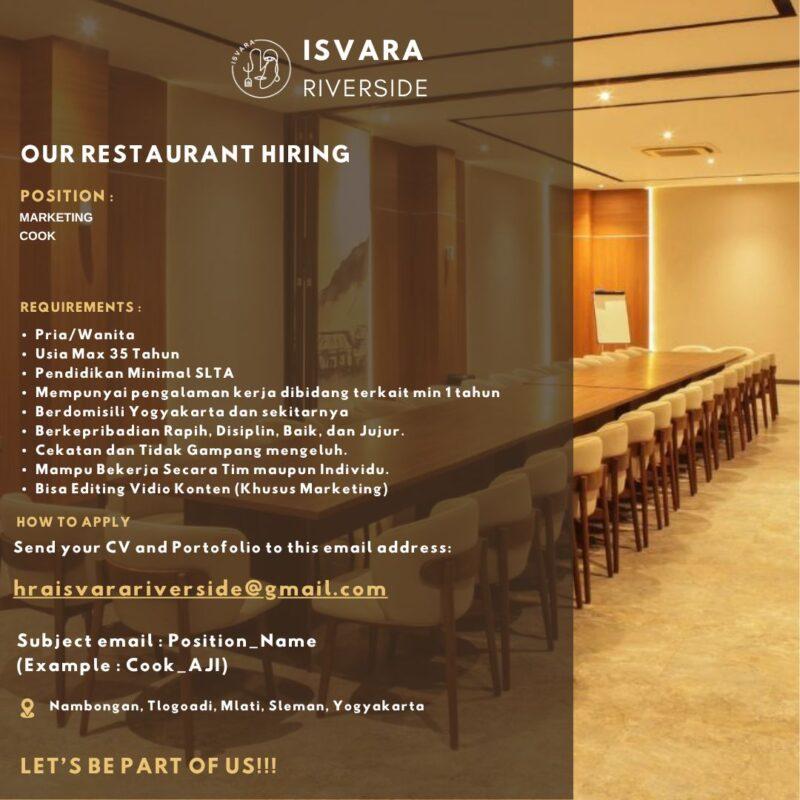 Lowongan Kerja Marketing - Cook di Isvara Riverside - LokerJogja.ID