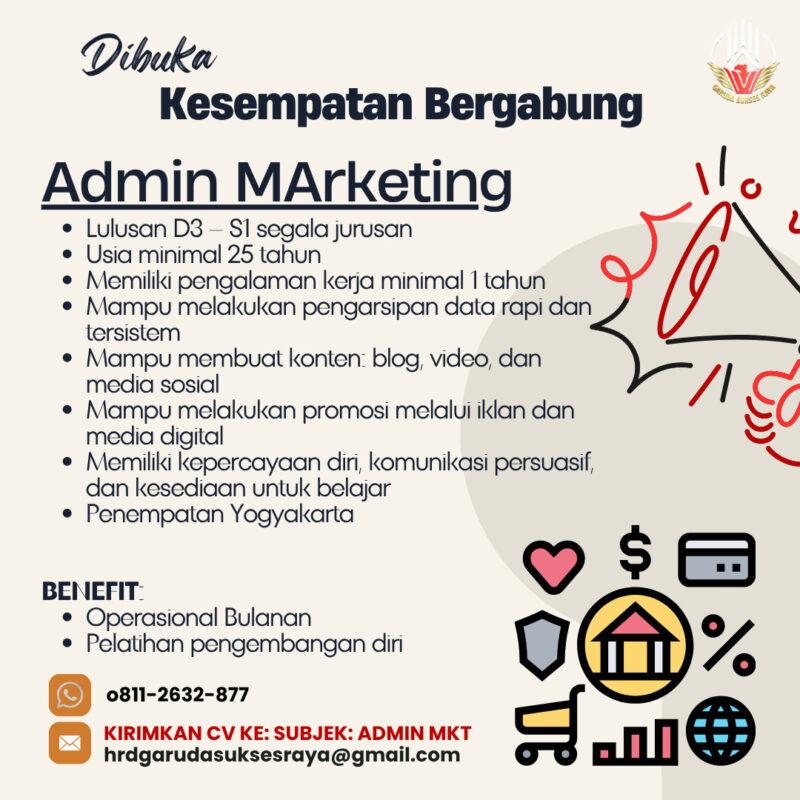 Lowongan Kerja Admin Marketing di PT. Garuda Sukses Raya - LokerJogja.ID