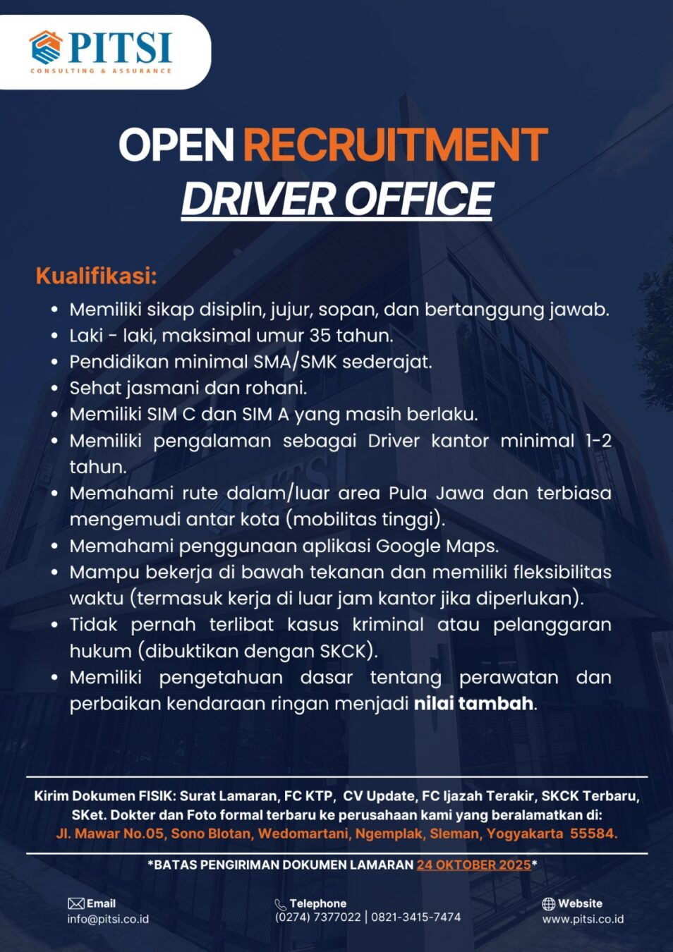Lowongan Kerja Driver Office Di Pt Pilar Teknotama Sinergi Lokerjogja Id