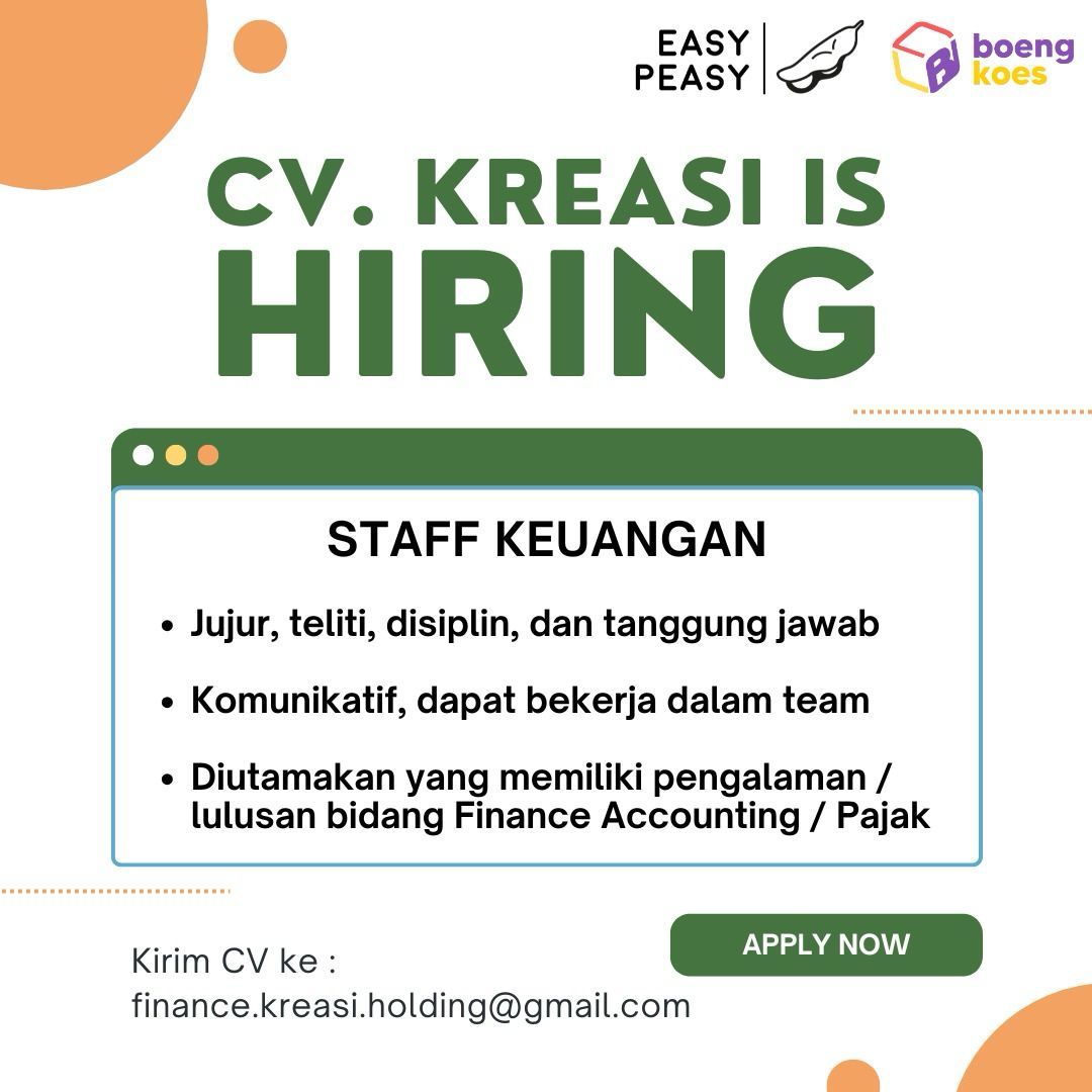 Lowongan Kerja Staff Keuangan di CV. Kreasi Jogja - LokerJogja.ID