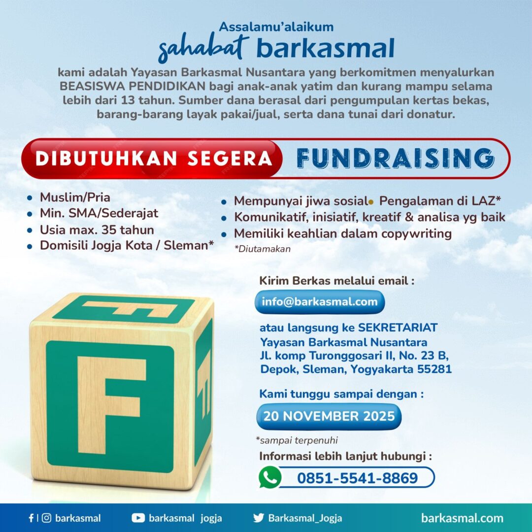 Lowongan Kerja Fundraising Di Yayasan Barkasmal Nusantara Lokerjogja Id