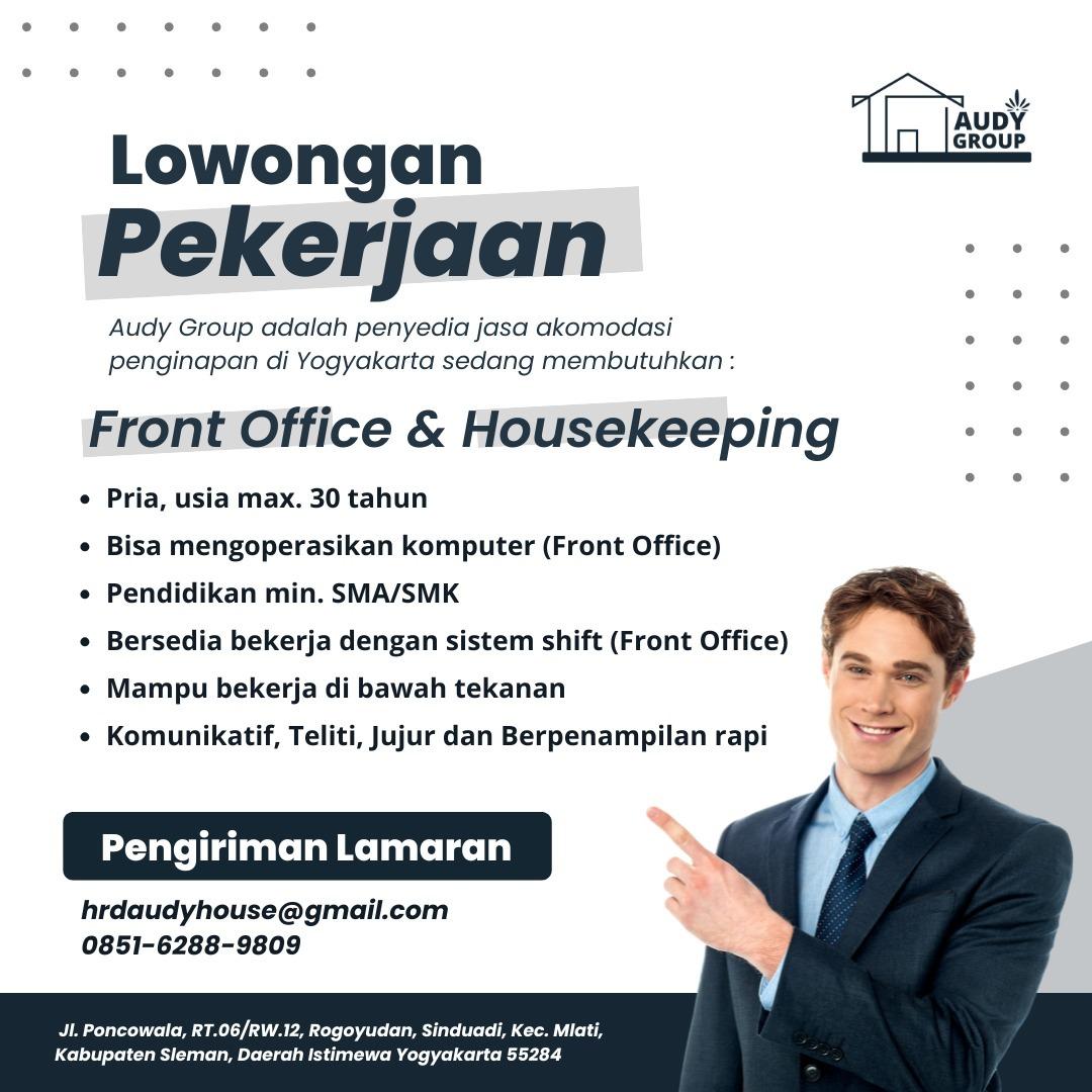Lowongan Kerja Front Office & Housekeeping di Roemah Audy - LokerJogja.ID