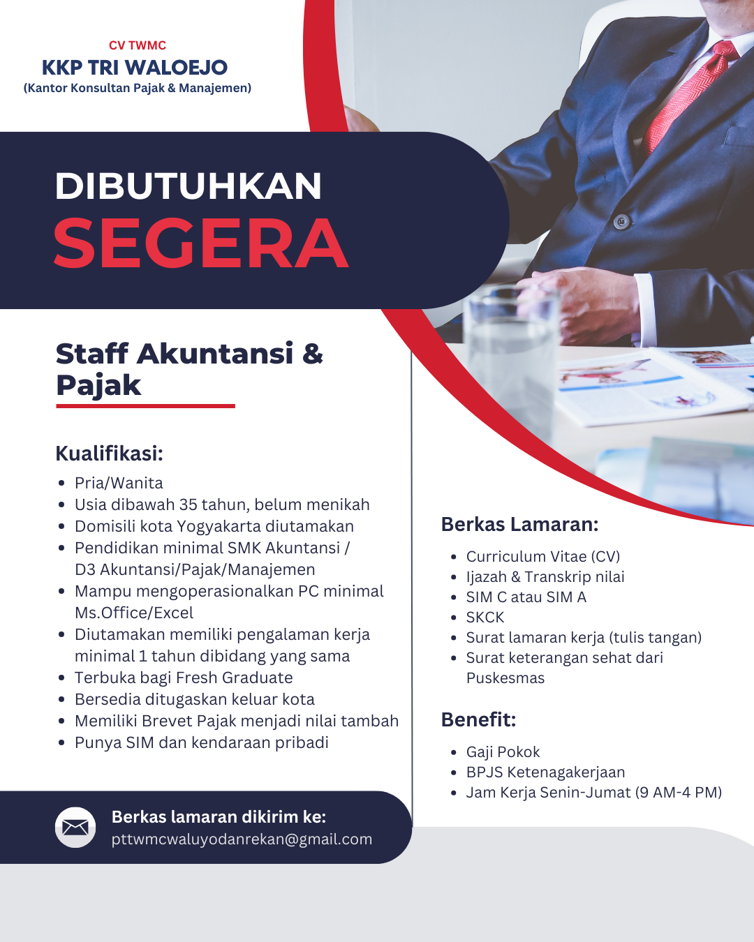 Lowongan Kerja Staff Akuntansi & Pajak di Kantor Konsultan Pajak ...