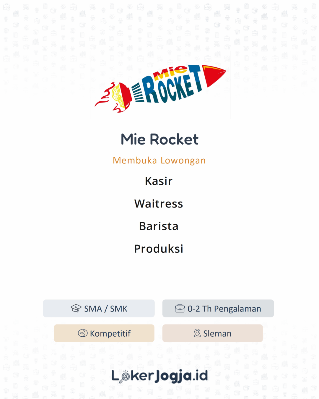 Lowongan Kerja Kasir - Waitress - Barista - Produksi di Mie Rocket ...