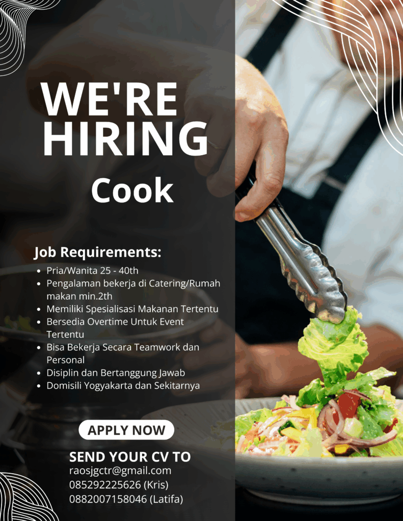 Cook Supervisor Lowongan Kerja Cook - Supervisor di Raos Djogja Catering - LokerJogja.ID