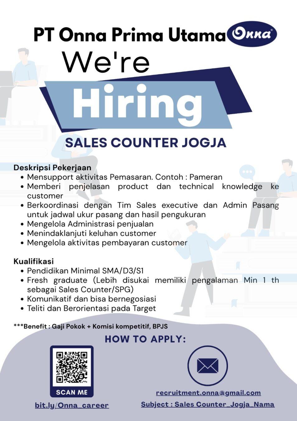 Prima Utama Box Lowongan Kerja Sales Counter Jogja di PT. Onna Prima Utama - LokerJogja.ID