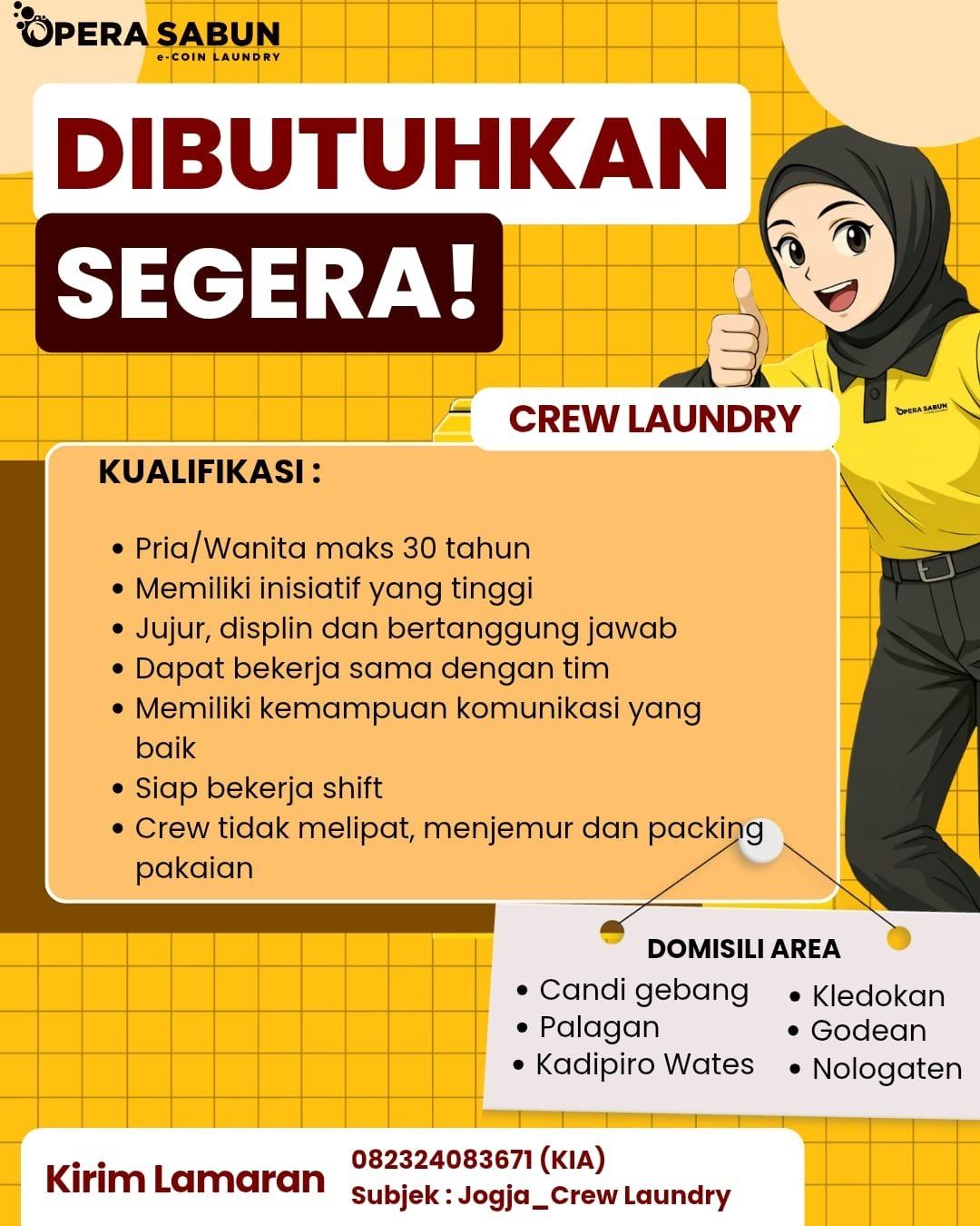 Lowongan Kerja Crew Laundry di PT. Opera Sabun - LokerJogja.ID