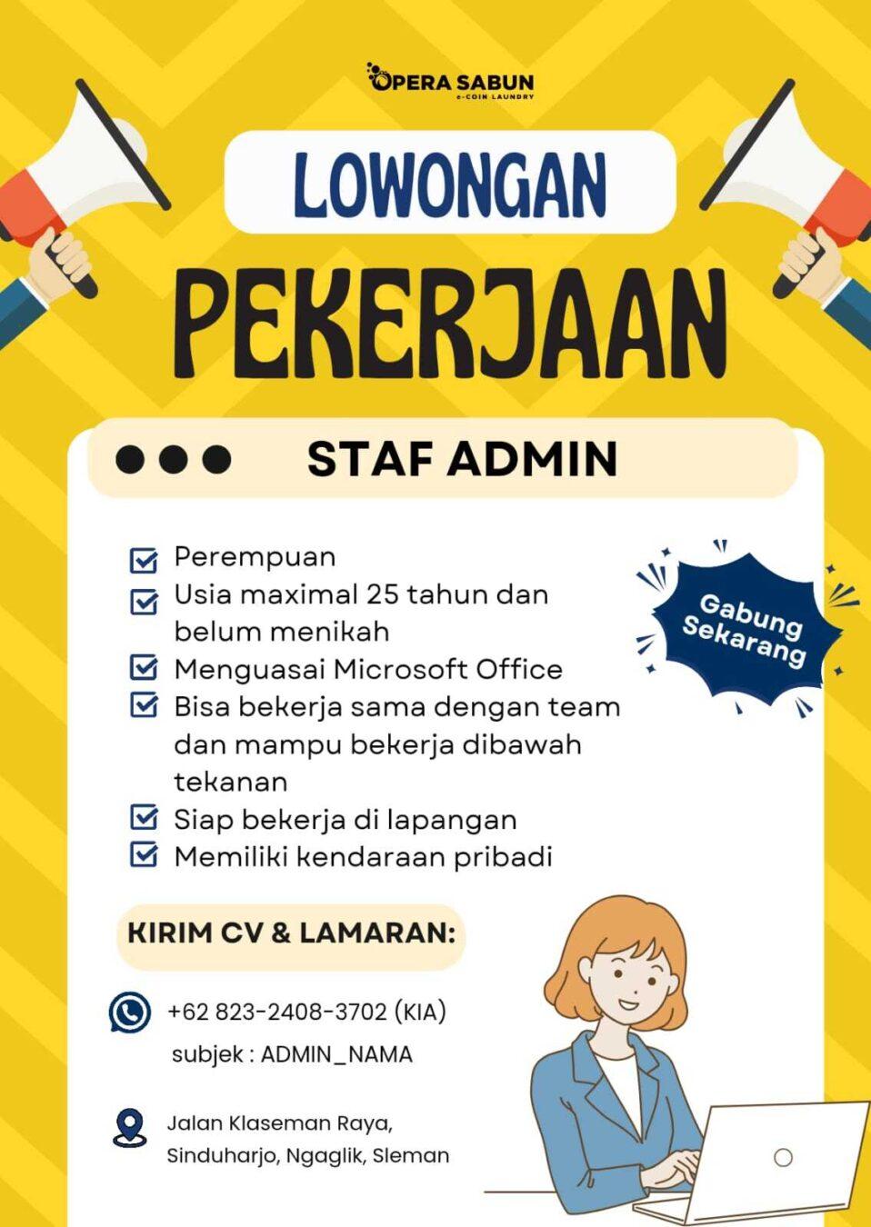 Lowongan Kerja Staf Admin di PT. Opera Sabun - LokerJogja.ID