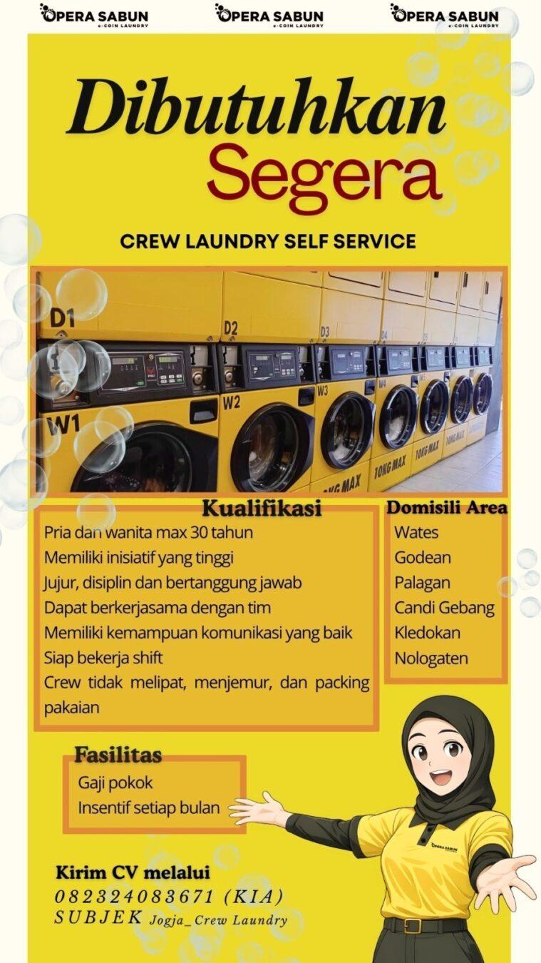 Lowongan Kerja Crew Laundry Self Service di PT. Opera Sabun - LokerJogja.ID