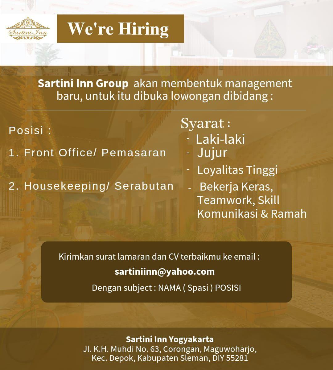 Lowongan Kerja Front Office / Pemasaran - Housekeeping / Serabutan di ...
