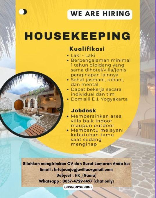 Lowongan Kerja Housekeeping - Front Office - Host Live Streaming ...