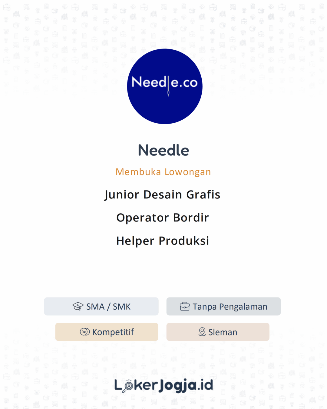Lowongan Kerja Junior Desain Grafis - Operator Bordir - Helper Produksi ...