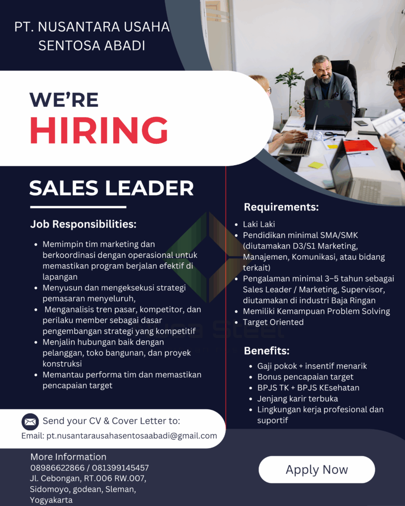 Lowongan Kerja Sales Leader di PT. Nusantara Usaha Sentosa Abadi ...