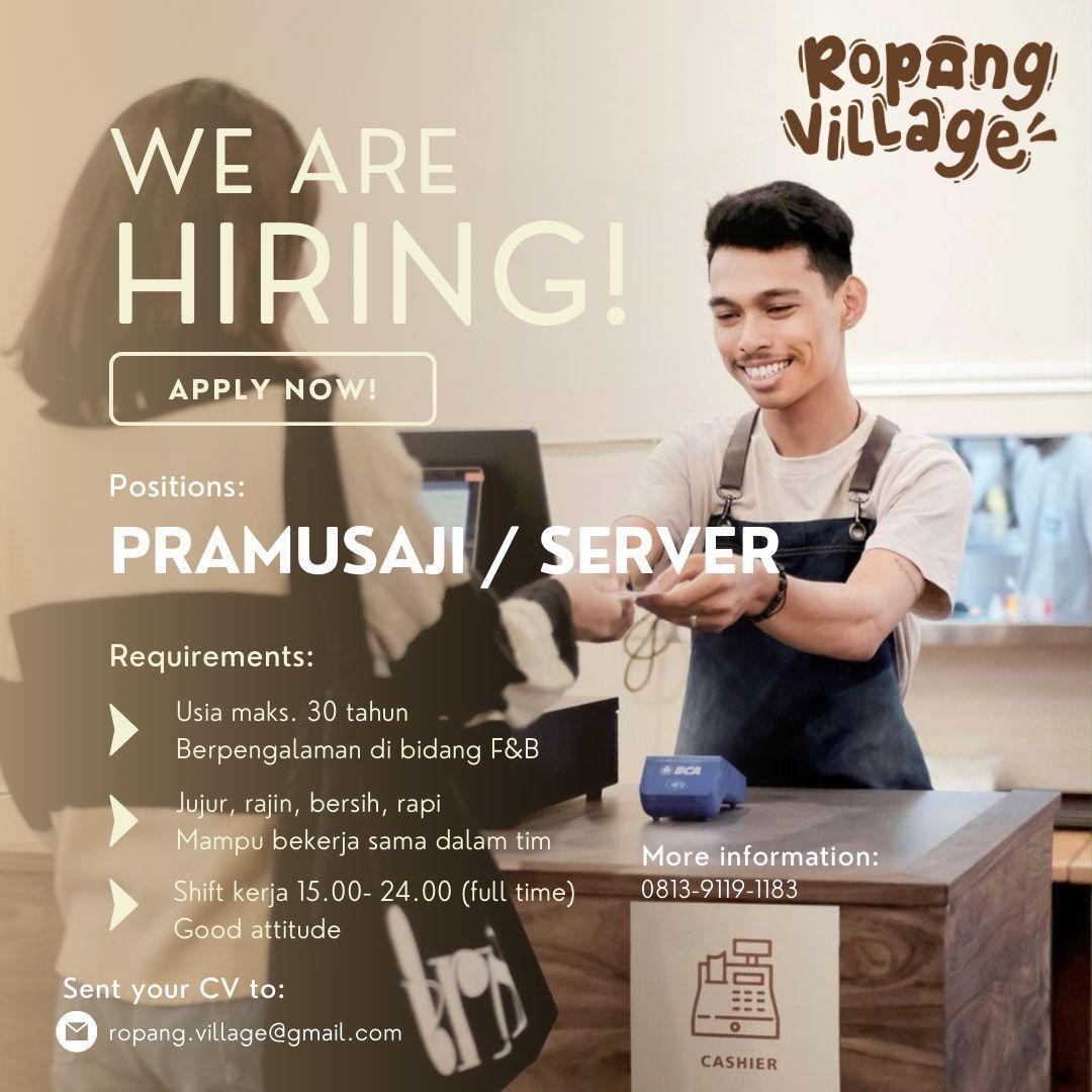 Lowongan Kerja Pramusaji/Server di Ropang Village - LokerJogja.ID