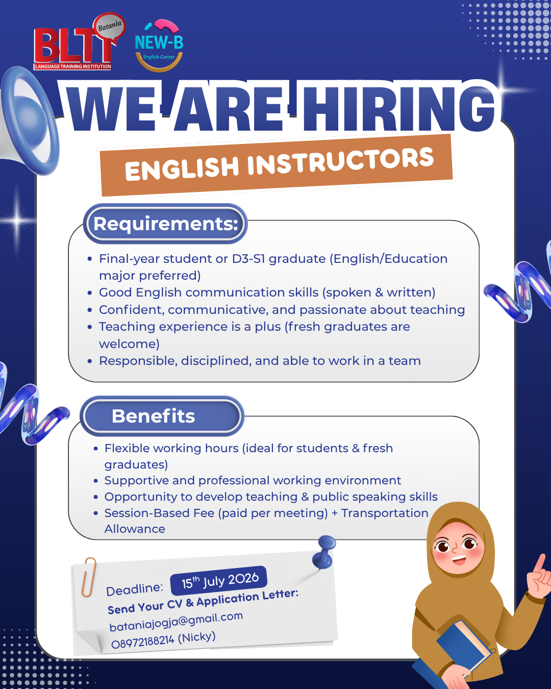 Lowongan Kerja English Instructors di BLTI Yogyakarta - LokerJogja.ID