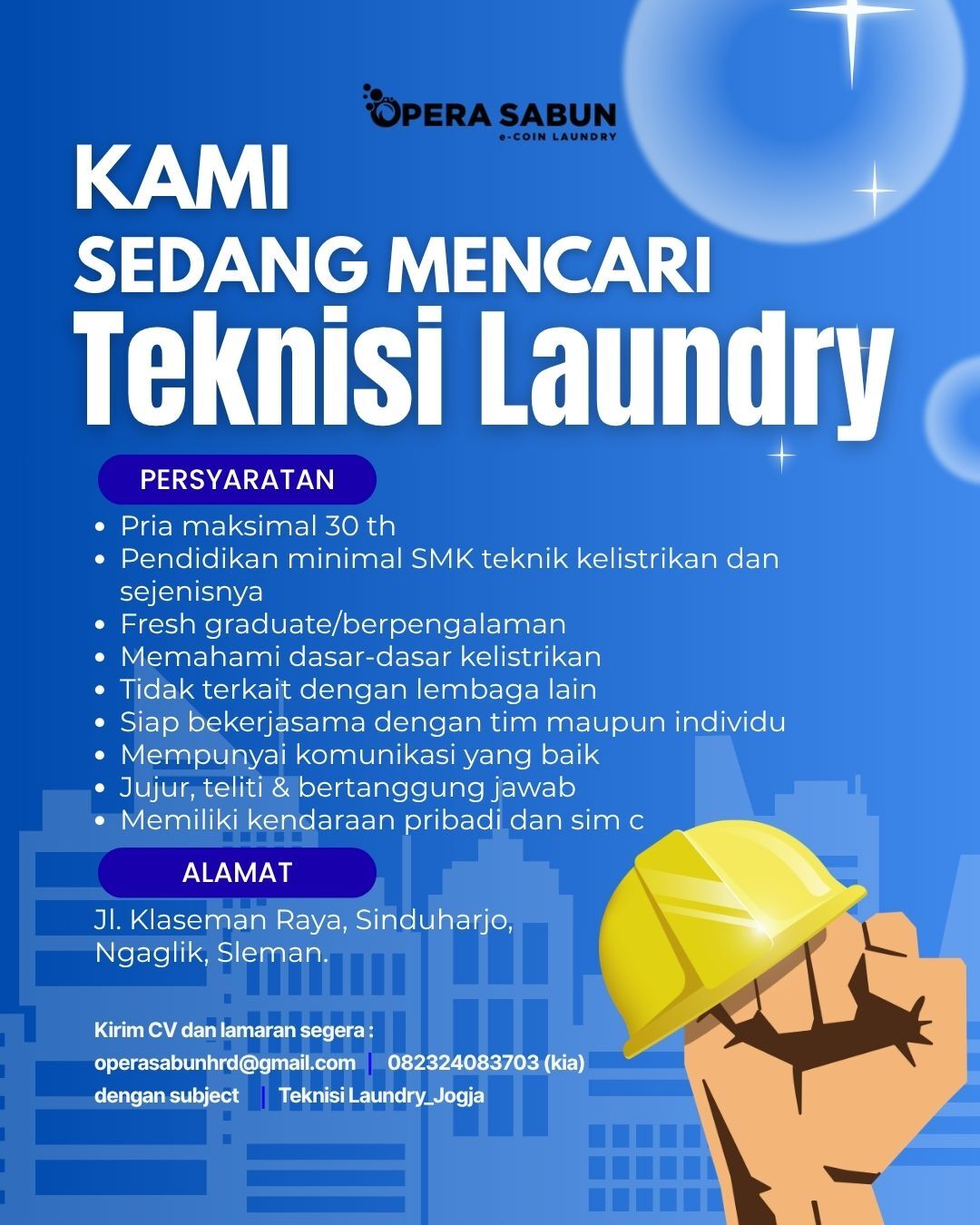 Lowongan Kerja Teknisi Laundry di PT. Opera Sabun - LokerJogja.ID