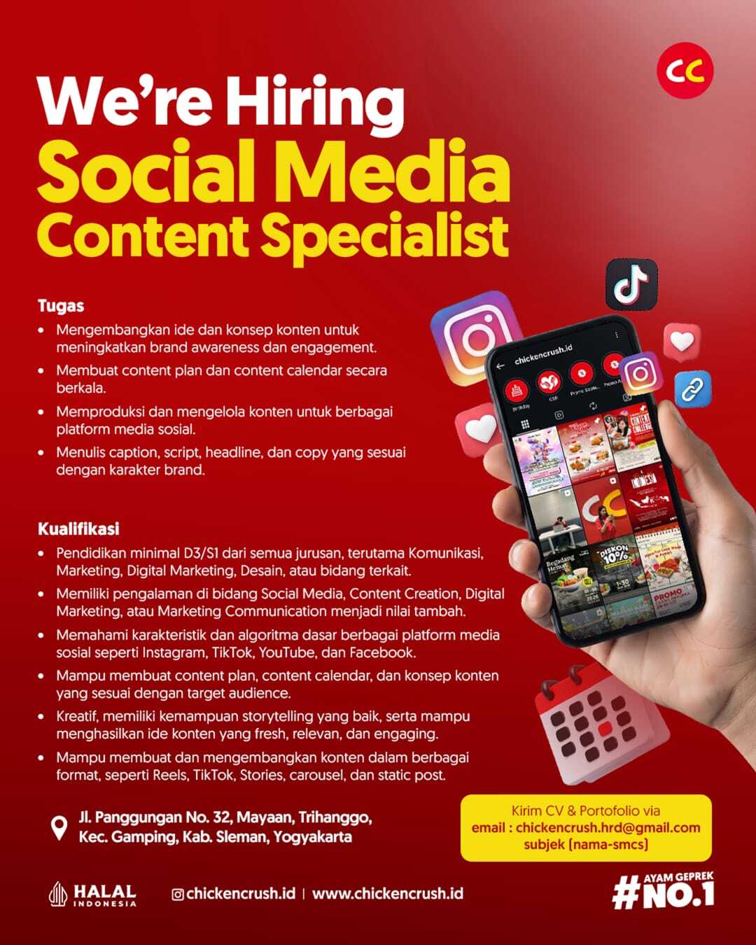 Lowongan Kerja Social Media Content Specialist di Chicken Crush ...